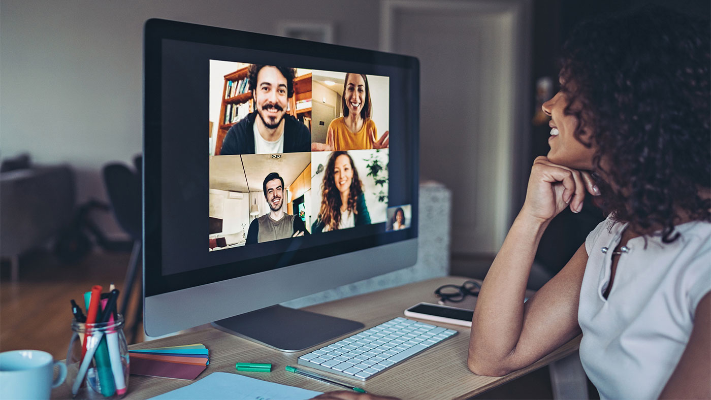 Group of people having a video conference